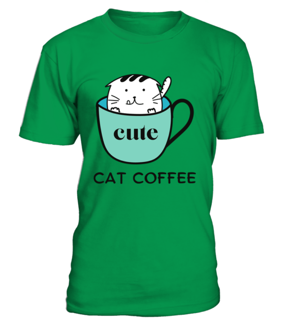 T-Shirt col rond Unisexe cat coffee – Image 13
