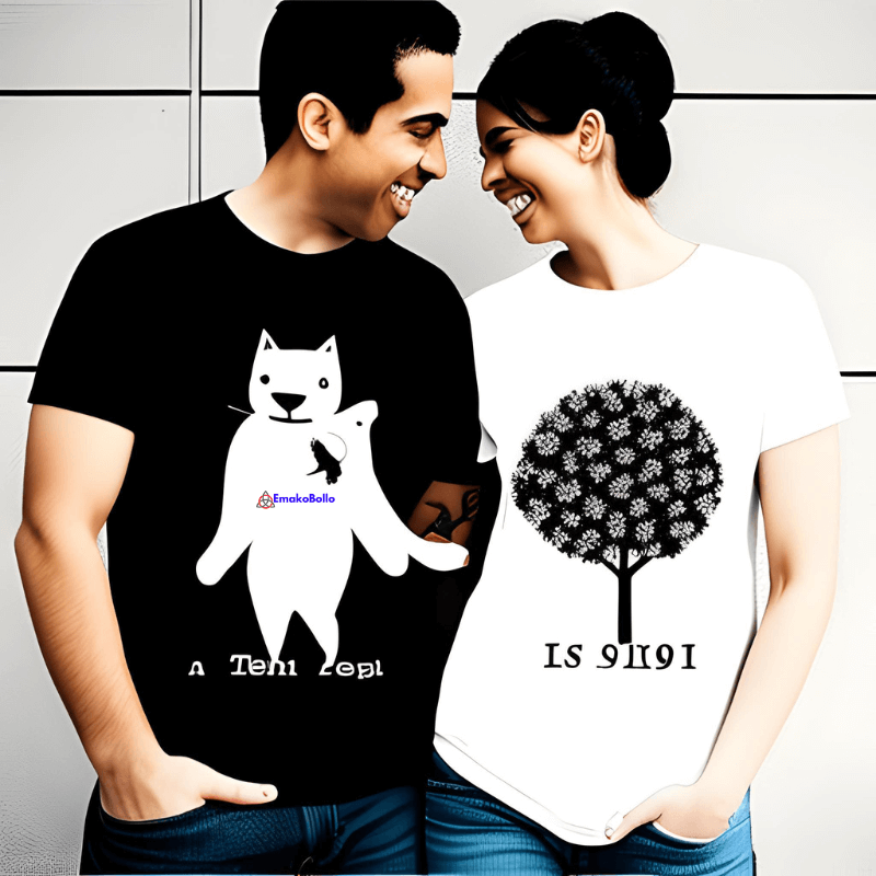 les t-shirts de couple personnalisés consiste à incorporer des illustrations et des graphiques. Idée cadeau couple