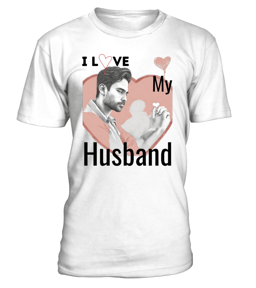 T-shirt col rond unisexe I love my husband : Un cadeau parfait pour votre amoureux(se) !