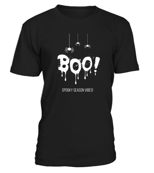 Célébrez l'Halloween avec style avec notre t-shirt col rond unisexe Boo Spooky Season Vibes !