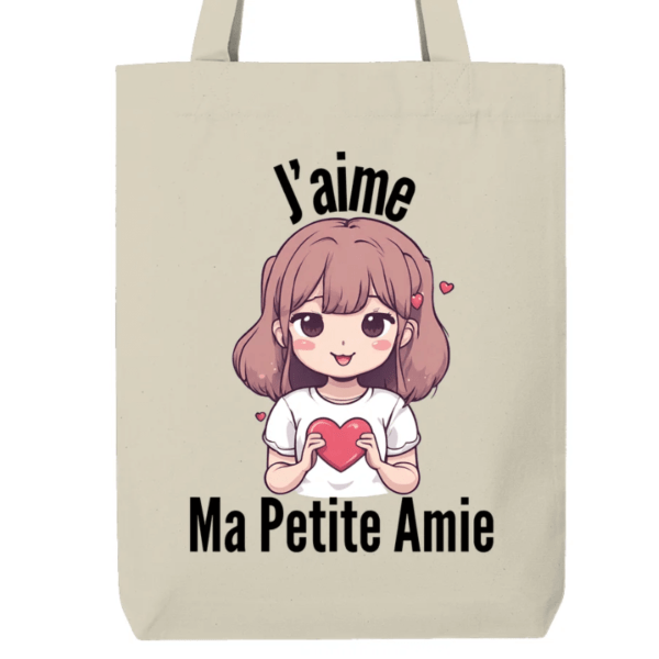 Sac en toile J'aime ma petite amie - Un cadeau original pour votre amour