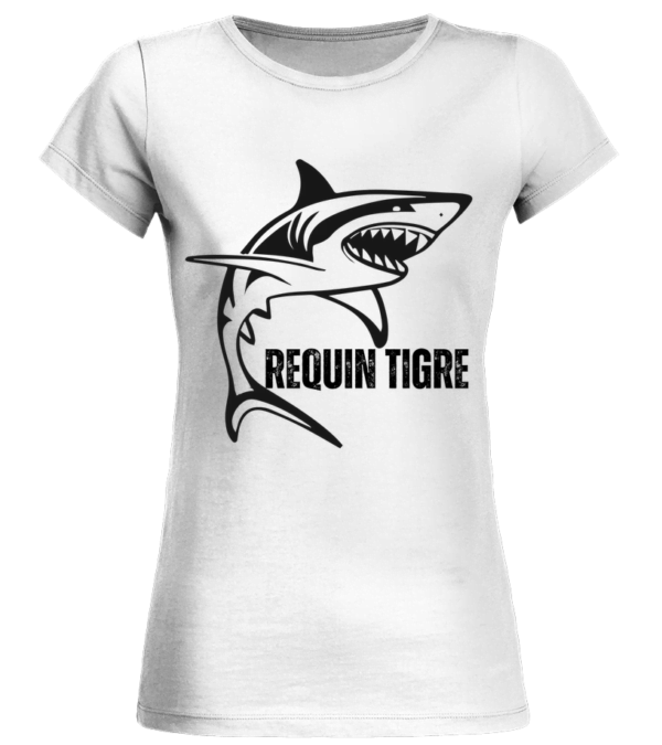 T-Shirt Col Rond Bio Femme requin tigre – Image 9
