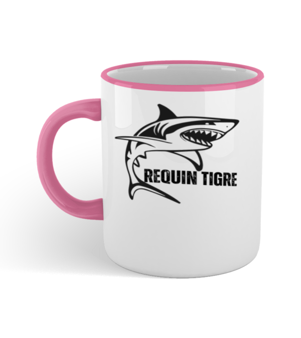 Colored Rim and Handle Mug requin tigre