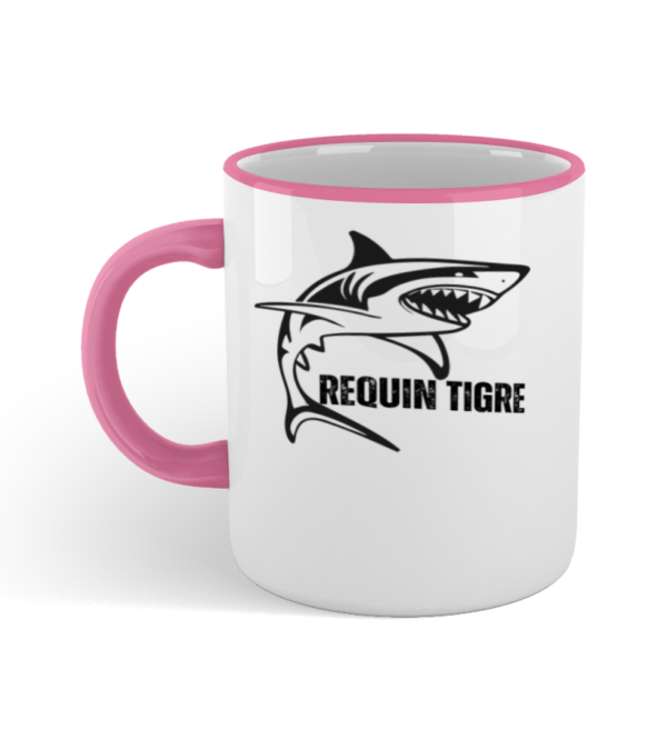 mug avec anse et bord colorés requin tigre