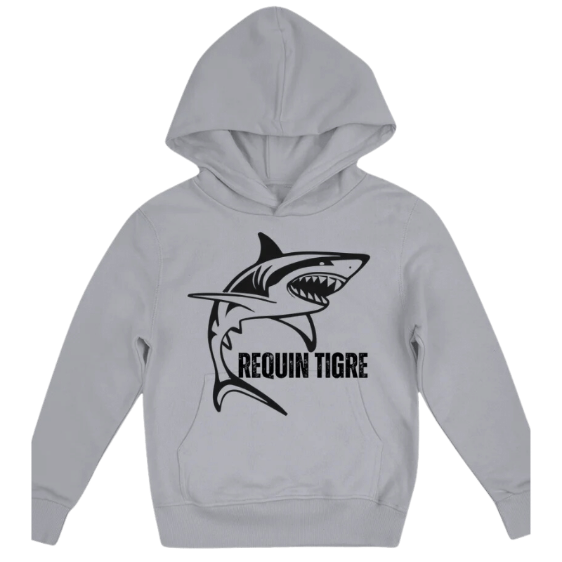 Commandez votre sweat à capuche enfant requin tigre maintenant !