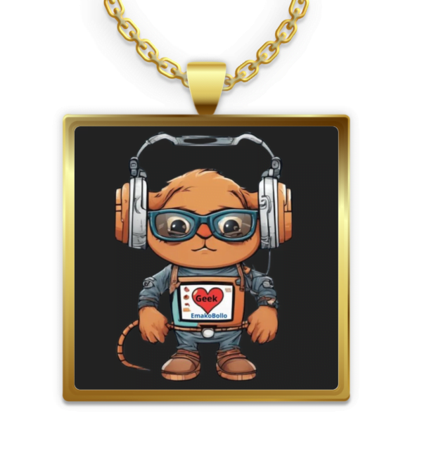 Square Pendant Necklace I love geek – Image 2