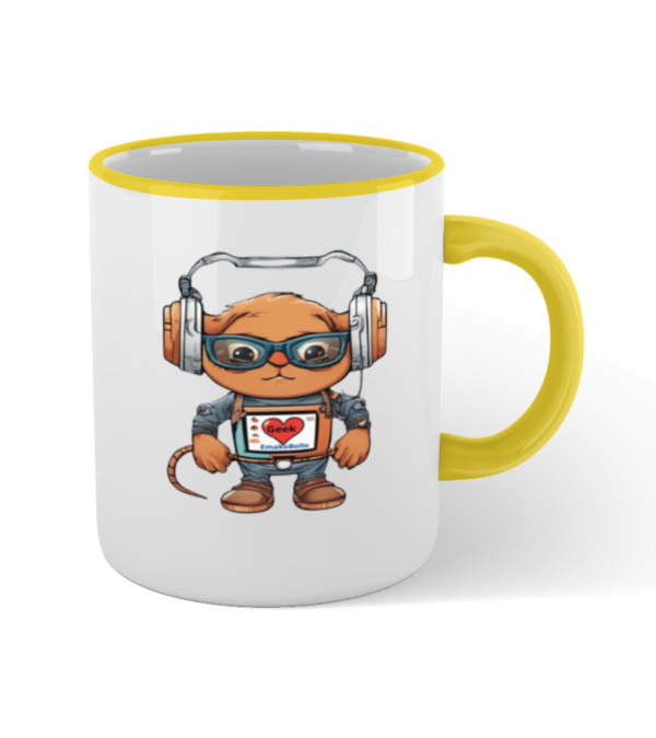 Colored Rim and Handle Mug I love geek – Image 8