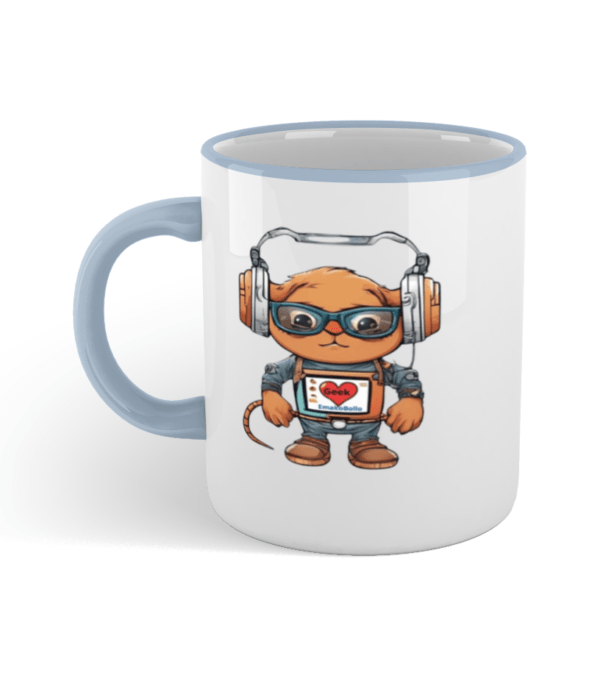 Colored Rim and Handle Mug I love geek – Image 3