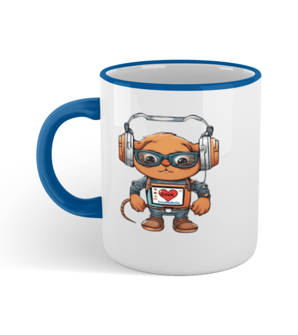Colored Rim and Handle Mug I love geek – Image 5