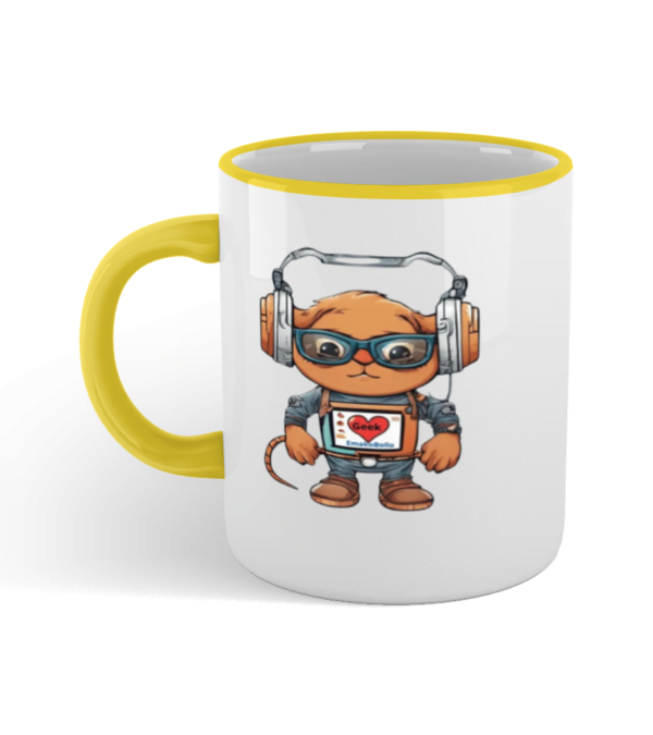 Colored Rim and Handle Mug I love geek – Image 7