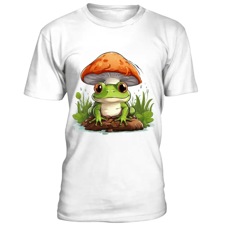 Découvrez le t-shirt col rond unisexe mushroom frog