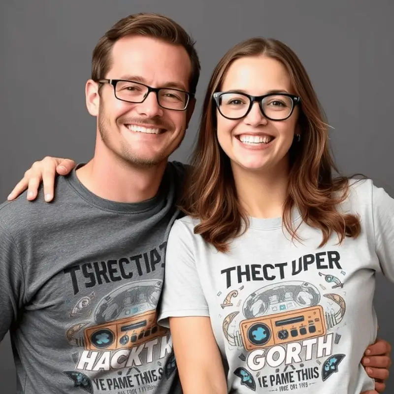 T-shirt unisexe classique écologique level up your geek game, Le Cadeau Parfait pour Couple Geek! 💑👾