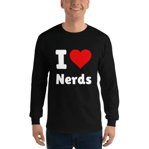 t-shirt manche longue pas cher homme, I love Nerds