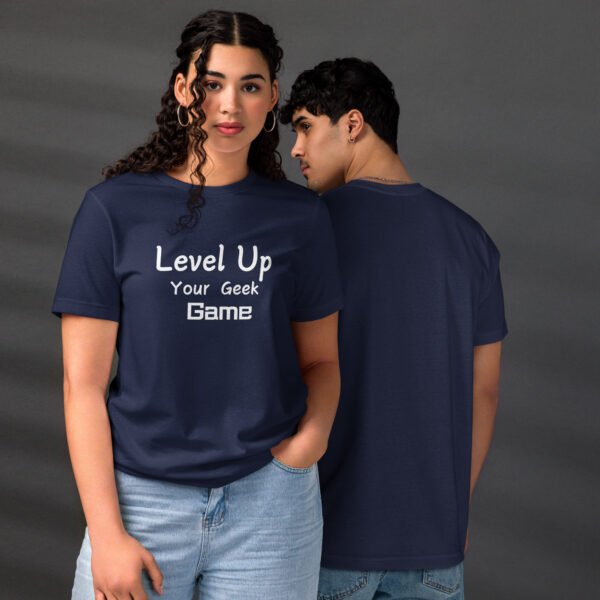 T-shirt unisexe classique écologique level up your geek game – Image 3