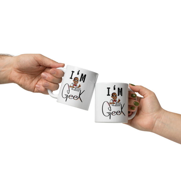 Mug blanc brillant I'm geek. – Image 2