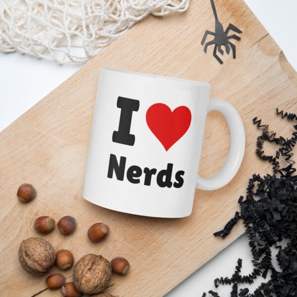Mug blanc brillant I love Nerds – Image 2