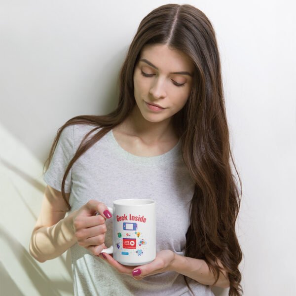 Mug blanc brillant geek inside – Image 2