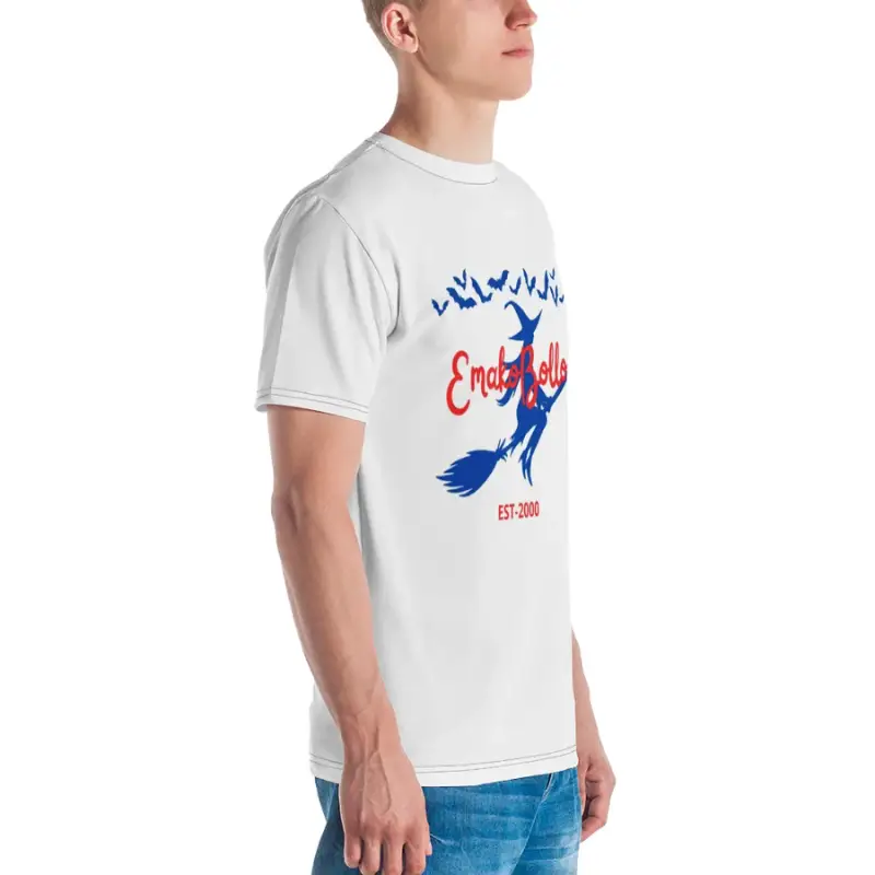 t-shirt homme blanc halloween avec design EmakoBollo, chauves-souris