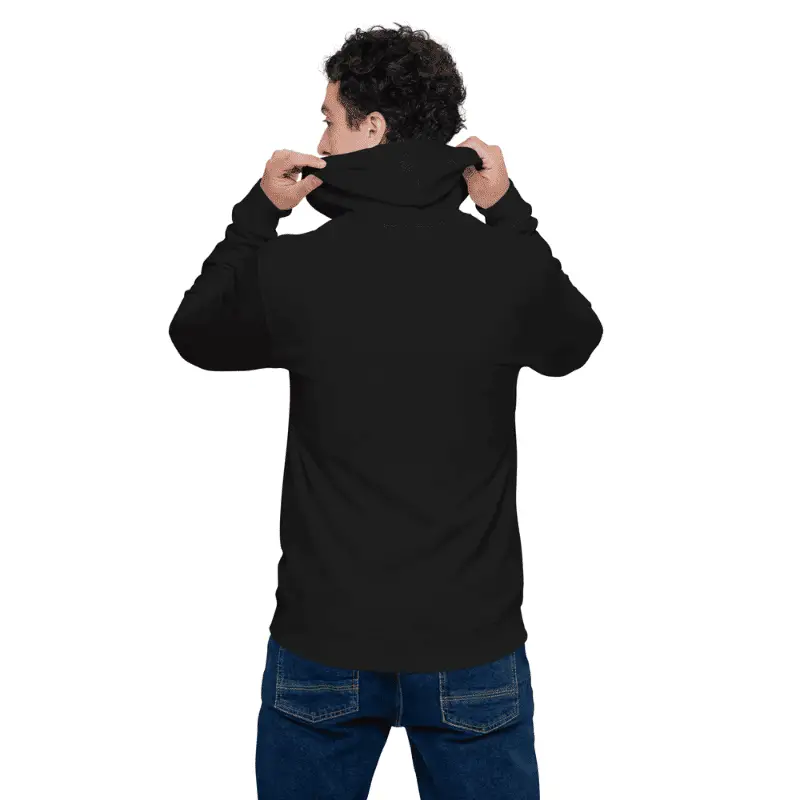 homme de dos arborant un hoodie zippé homme noir