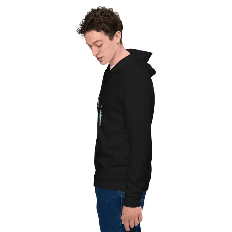 Homme de profil arborant un sweat capuche zippé homme noir