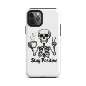 Coque iPhone rigide blanche skeleton Stay Positive protégez avec style !