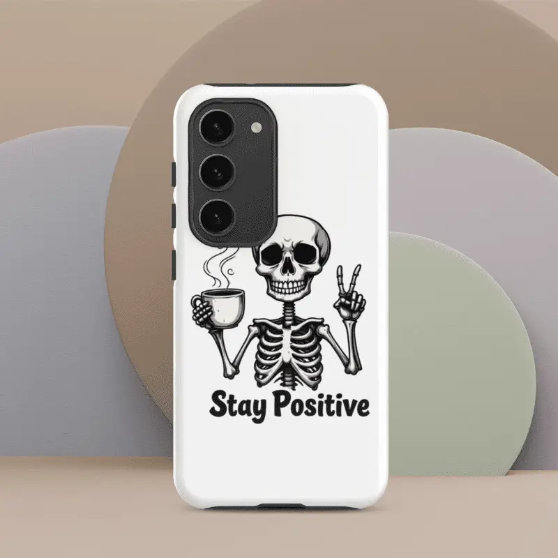 Coque personnalisée Samsung Halloween imprimée Stay positive protection squelette