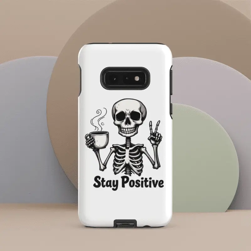 Coque personnalisée Samsung solide skeleton halloween imprimée "Stay Positive"
