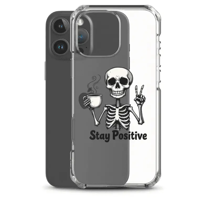 Coque pour iPhone personnalisée Stay Positive le modèle parfait ! skeleton halloween