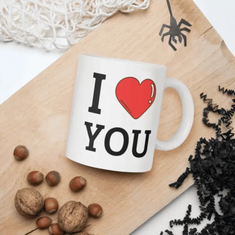 photo d'un Mug Blanc Brillant imprimé I love you