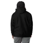 Femme de dos arborant un sweat à capuche personnalisénoir geek