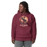 Sweat Capuche Personnalisé geek bordeaux imprimé FLAT MARS SOCIETY porté par une femme