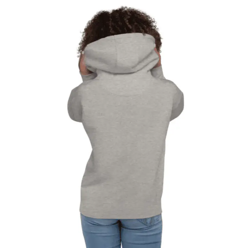 Femme de dos portant un sweat à capuche carbon grey