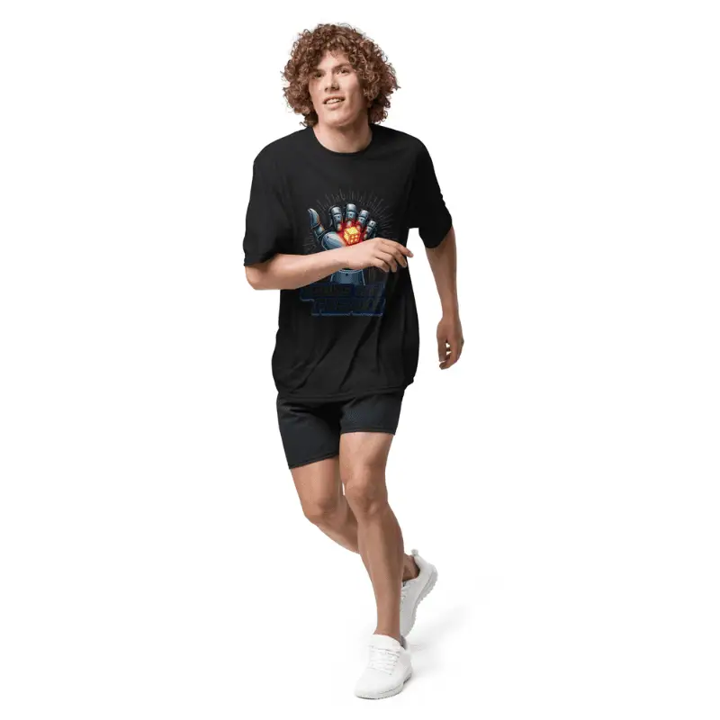 homme arborant un t-shirt de sport unisexe A4 N3142 Robo Dice noir.