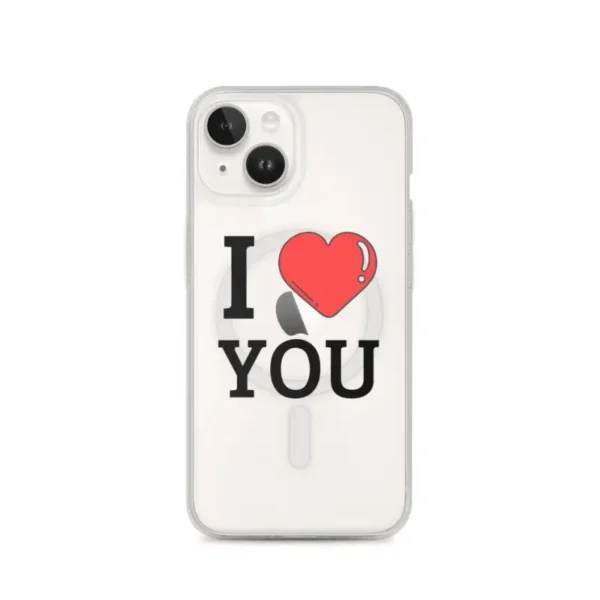 Coque transparente pour iPhone avec MagSafe I Love You : Le cadeau parfait