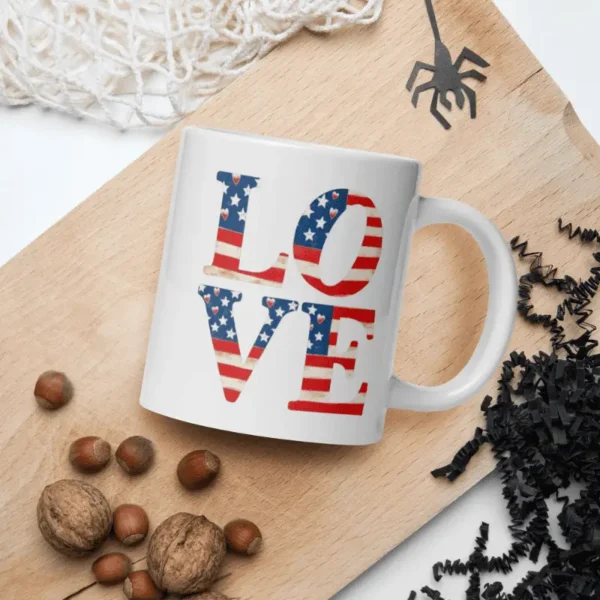 photo mug americain blanc brillant patriotic love.