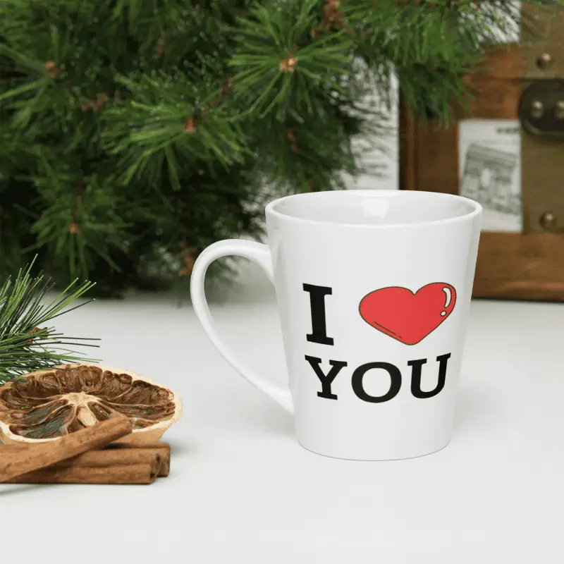 mug café isotherme blanc Latte Imprimé I LOVE YOU