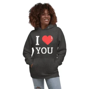 sweat à capuche classique unisexe charcoal heather I love you