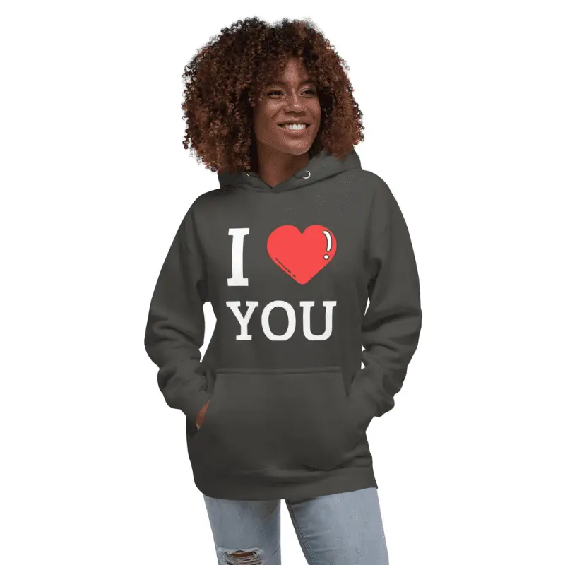 sweat à capuche classique unisexe noir vintage I Love you
