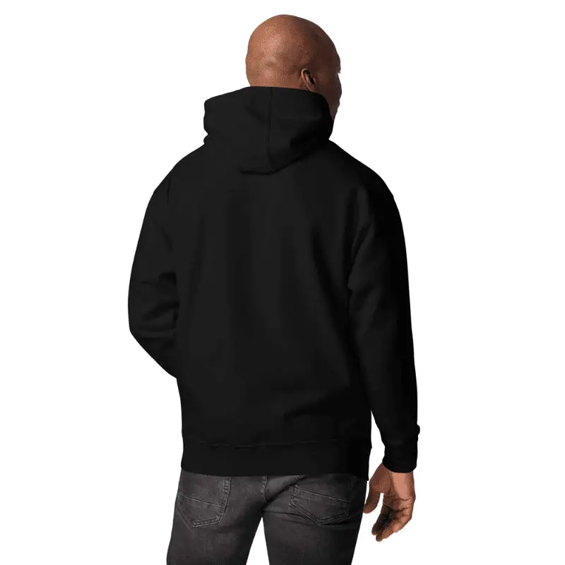 homme de dos arborant un sweat colorado noir