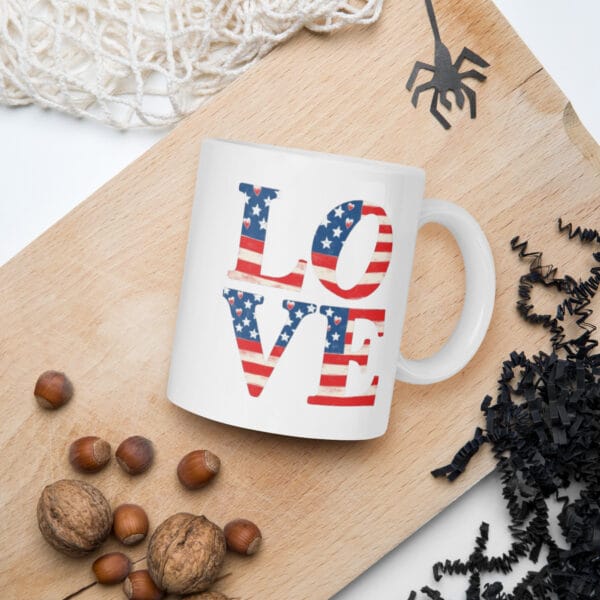 Mug Blanc Brillant patriotic love – Image 2