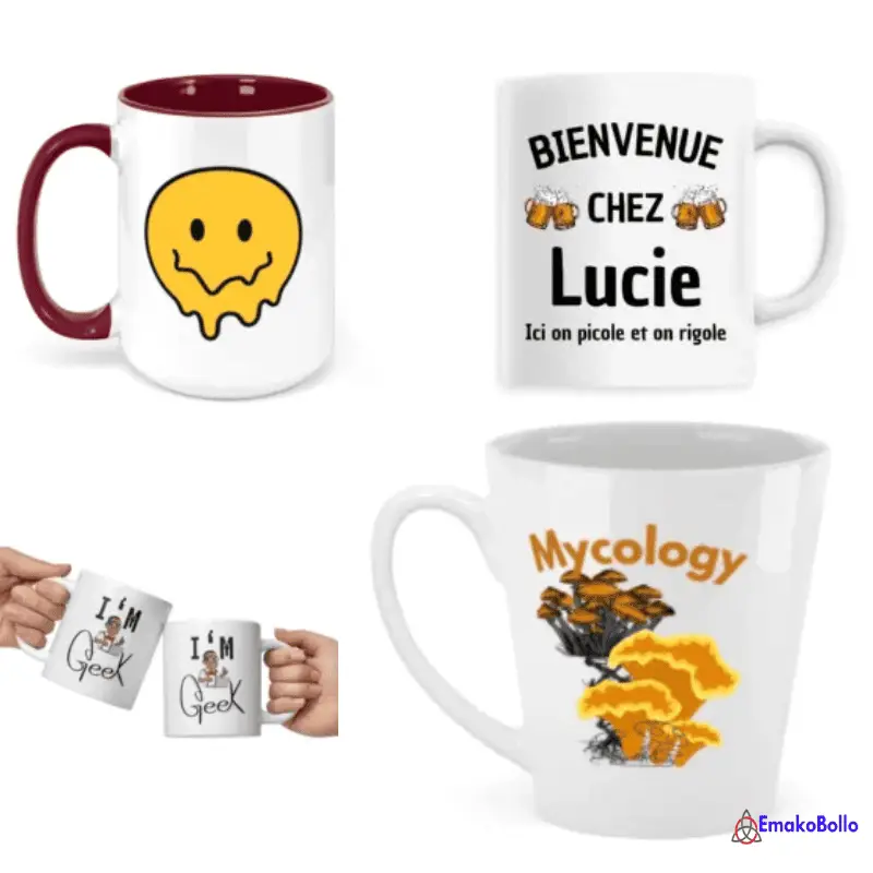 Ensemble de tasse & mug blanche pas cher personnalisé EmakoBollo